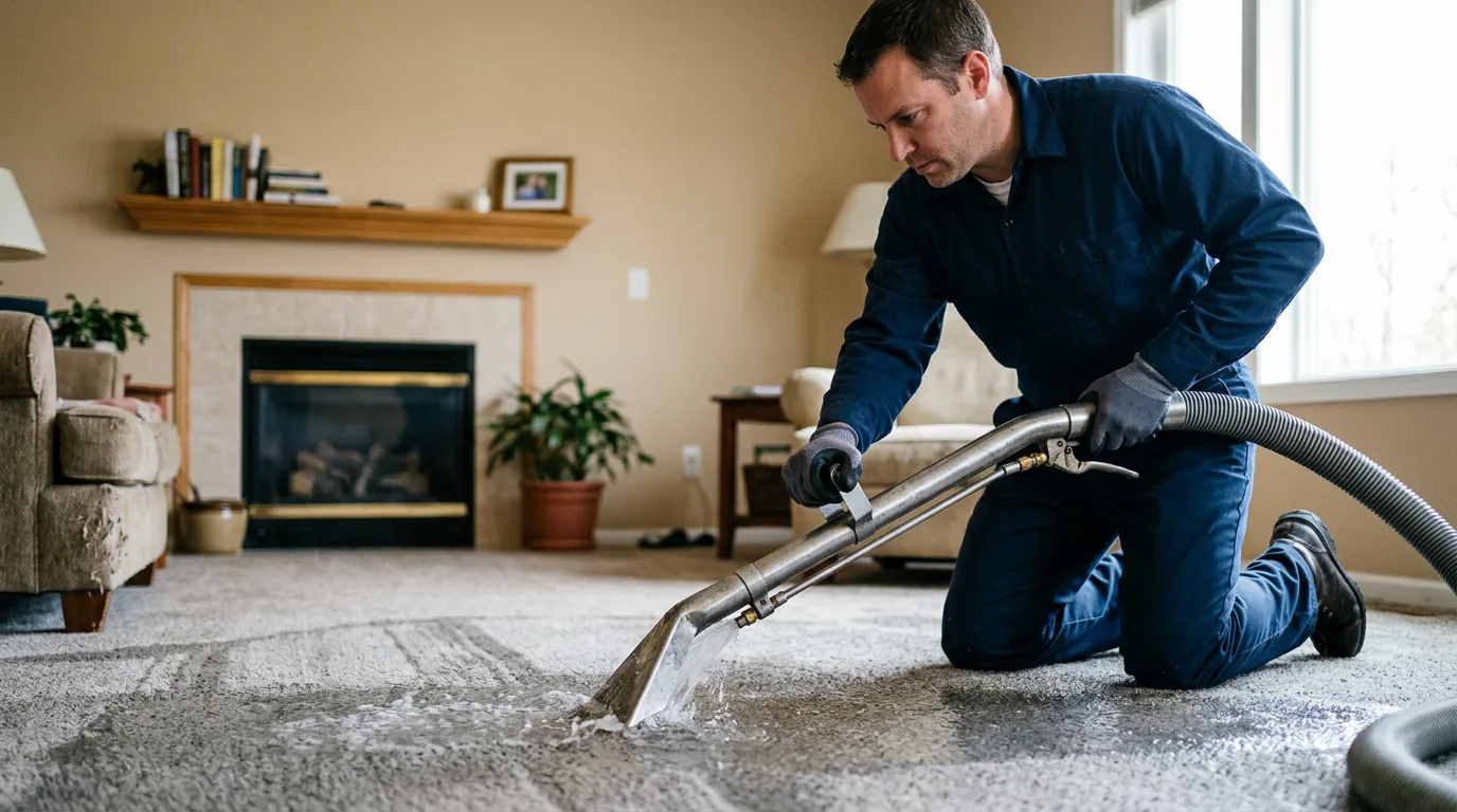 Water damage restoration technician working near Lancaster, TX